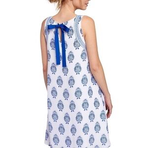 𝅺HATLEY | Blue Porcelain Printed Trapeze Dress XS